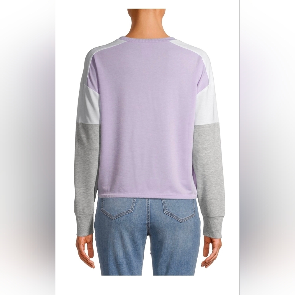 No Boundaries NEW Color Block Cinched Hem Pullover - Lavender/Grey - Picture 3 of 8